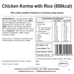 Expedition Foods Chicken Korma with Rice - 800kcal