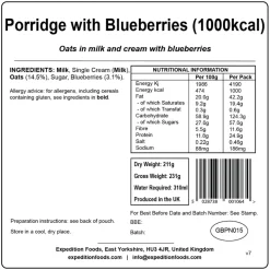 Expedition Foods Porridge with Blueberries - 1000kcal