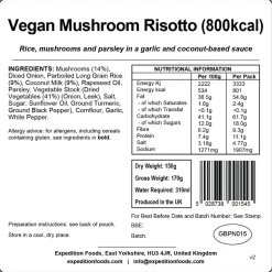 Expedition Foods Vegan Mushroom Risotto - 800kcal