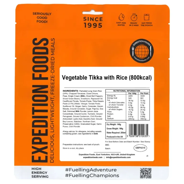 Expedition Foods Vegetable Tikka with Rice - 800kcal
