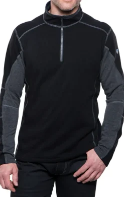 Kuhl Mens Revel 1/4 Zip Fleece - Black-Steel