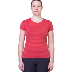 Mountain Equipment Womens Groundup Stripe Tee - Rosewood Stripe