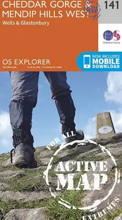 OS Explorer - Active Map 141 - Cheddar Gorge and Mendip Hills West