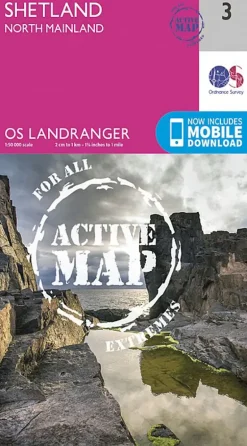 OS Landranger Active map 3 - Shetland - North Mainland