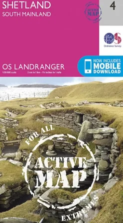 OS Landranger Active map 4 - Shetland - South Mainland