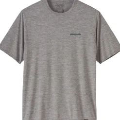 Patagonia Mens Cap Cool Daily Graphic Shirt - Waters - Boardshort Logo Abalone Blue - Feather Grey