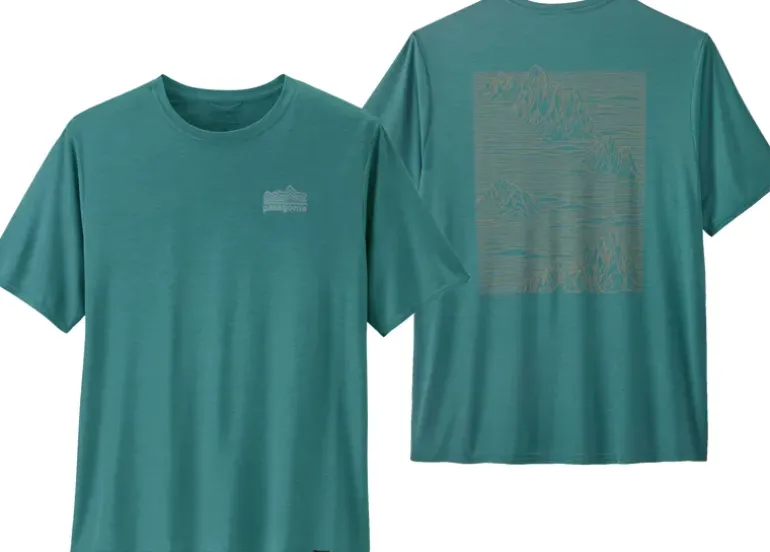 Patagonia Mens Cap Cool Daily Graphic Shirt - Strataspire-Wetland Blue X-Dye