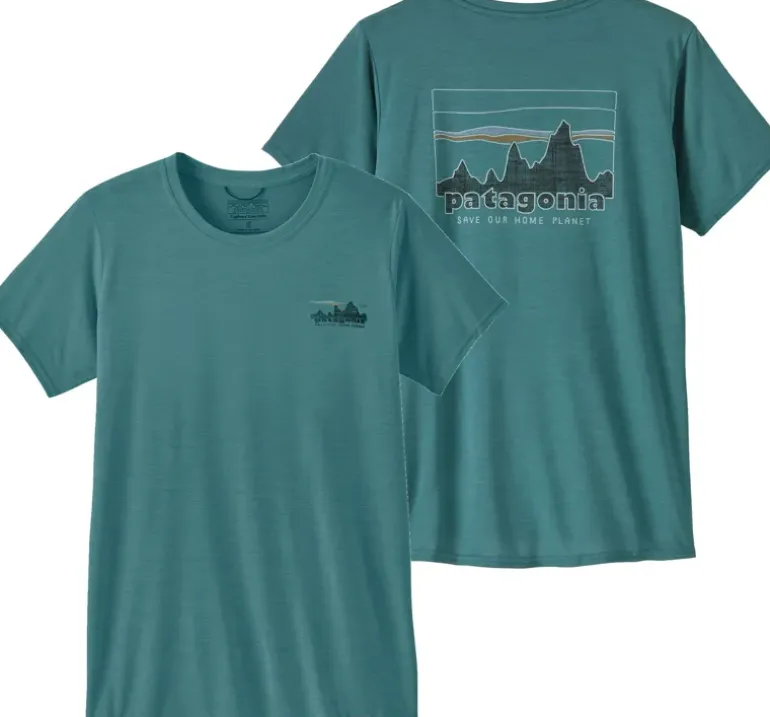Patagonia Womens Cap Cool Daily Graphic Shirt - 73 Skyline-Wetland Blue X-Dye