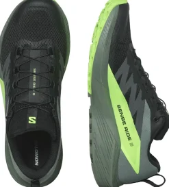 Salomon Mens Sense Ride 5 Shoes - Black-Laurel Wreath-Green Gecko