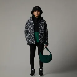 The North Face Girls Reversible Perrito Hooded Jacket - TNF Black Vector Field