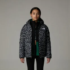 The North Face Girls Reversible Perrito Hooded Jacket - TNF Black Vector Field