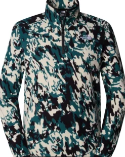 The North Face Mens 100 Glacier 1/4 Zip - Deep Nori Trail Grid Print