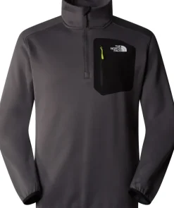 The North Face Mens Crest 1/4 Zip Fleece - Anthracite Grey-TNF Black