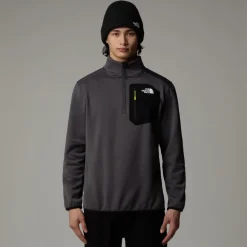The North Face Mens Crest 1/4 Zip Fleece - Anthracite Grey-TNF Black