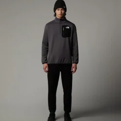 The North Face Mens Crest 1/4 Zip Fleece - Anthracite Grey-TNF Black